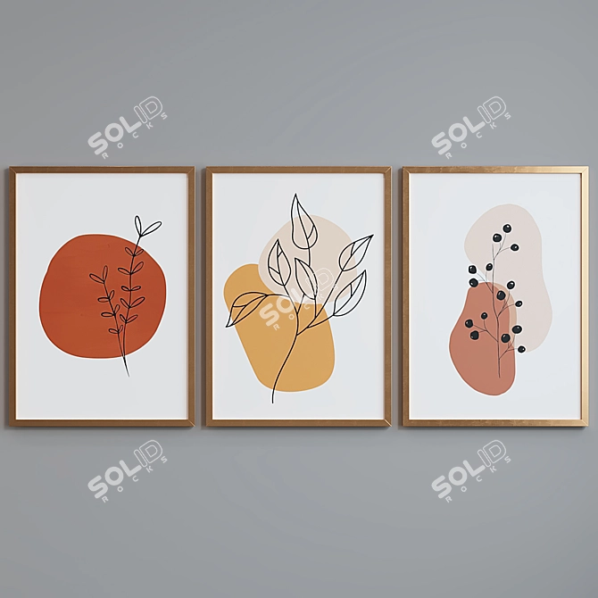 Modern Abstract Picture Frame Set 3D model image 4