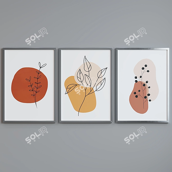 Modern Abstract Picture Frame Set 3D model image 5