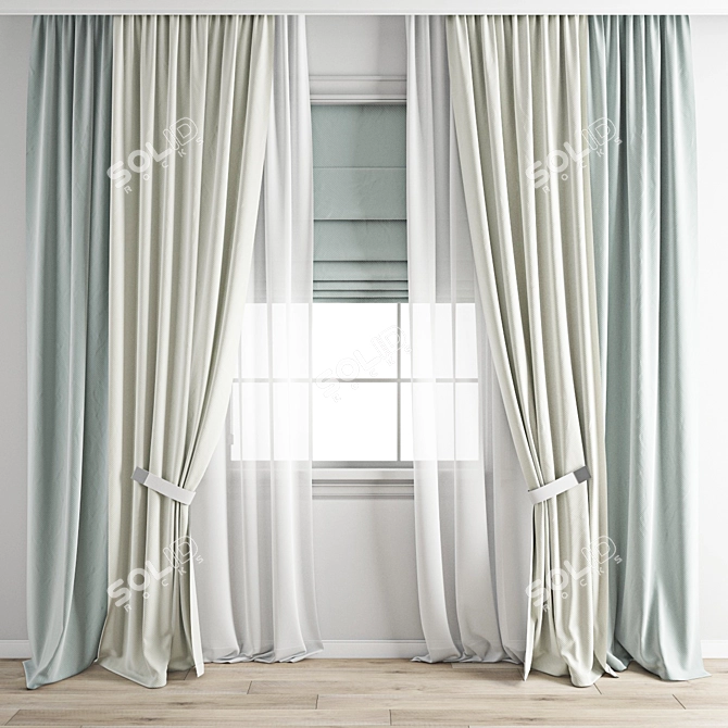 Polygonal Curtain Model 3D Asset 3D model image 1