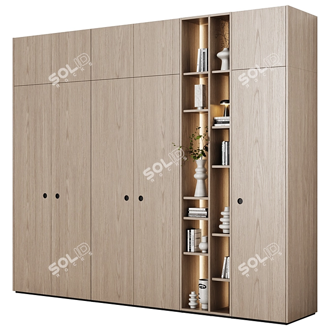 Modern Modular Wardrobes with Frezied Handles 3D model image 2