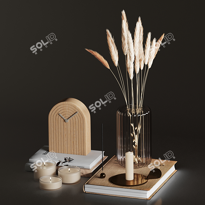 Bronze Candle Holder Decor Set 3D model image 6