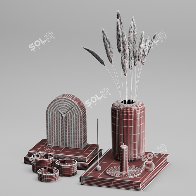 Bronze Candle Holder Decor Set 3D model image 7