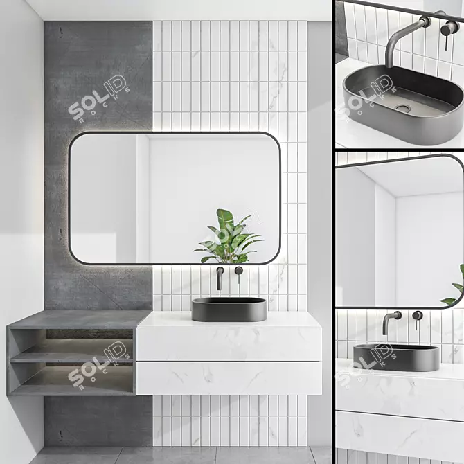 Modern Bathroom Furniture Set 92 3D model image 1