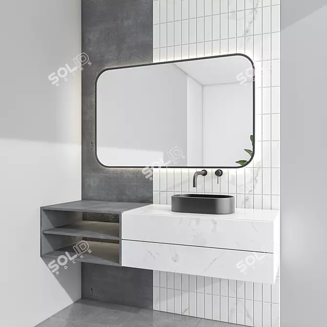 Modern Bathroom Furniture Set 92 3D model image 2