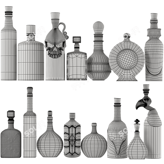 Fantasy Bottles Collection: Textured Ornaments 3D model image 5