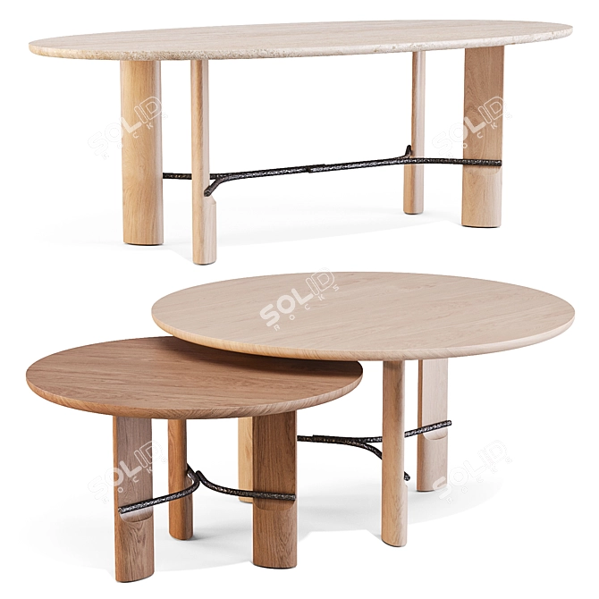 Modern Elegant Dining Hub Table 3D model image 1