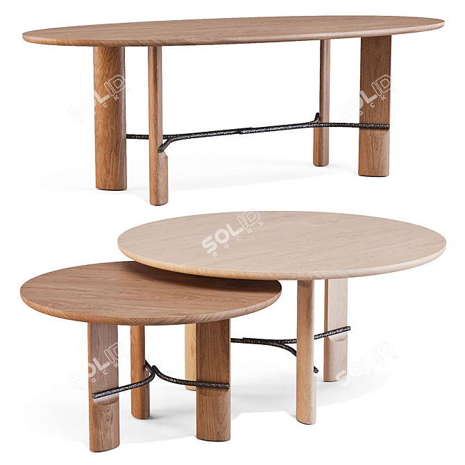 Modern Elegant Dining Hub Table 3D model image 2