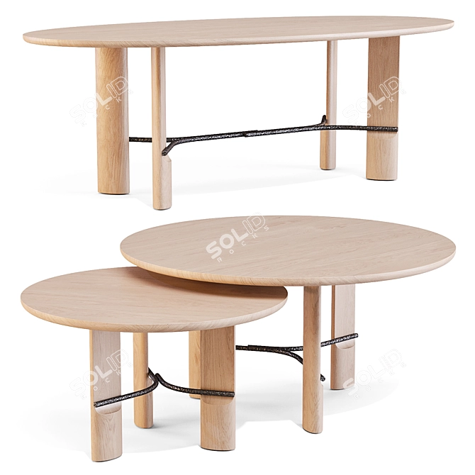 Modern Elegant Dining Hub Table 3D model image 3