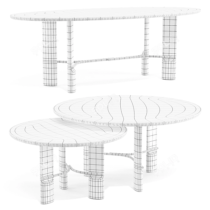 Modern Elegant Dining Hub Table 3D model image 7