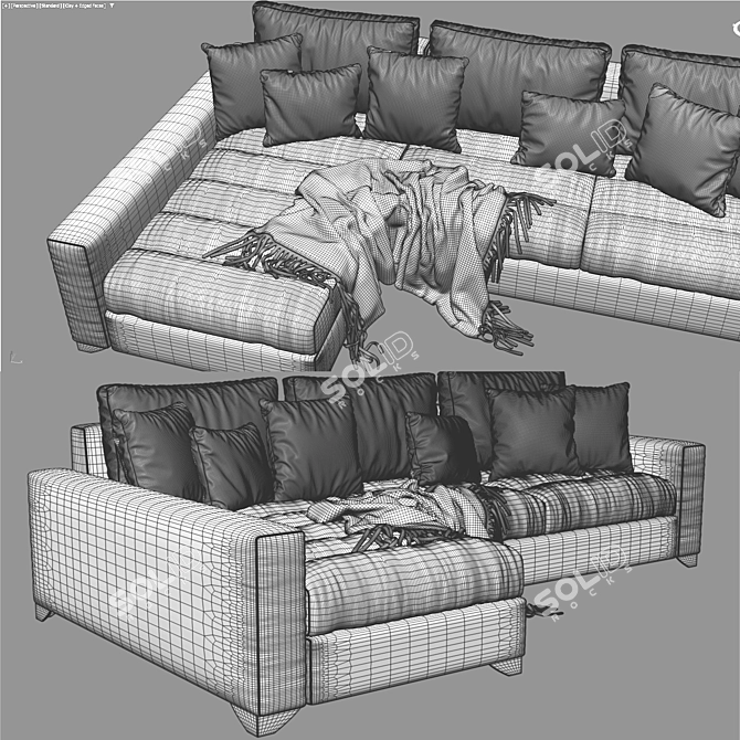 Modern Corner Sofa 3D Model 3D model image 5