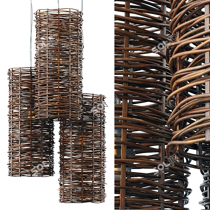 Wicker Lamp with UVW Mapping 3D model image 1