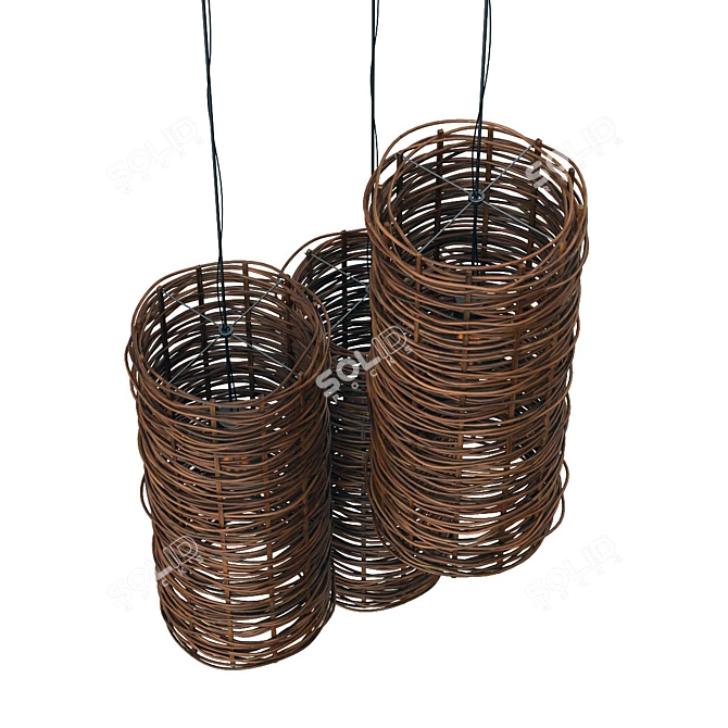 Wicker Lamp with UVW Mapping 3D model image 4