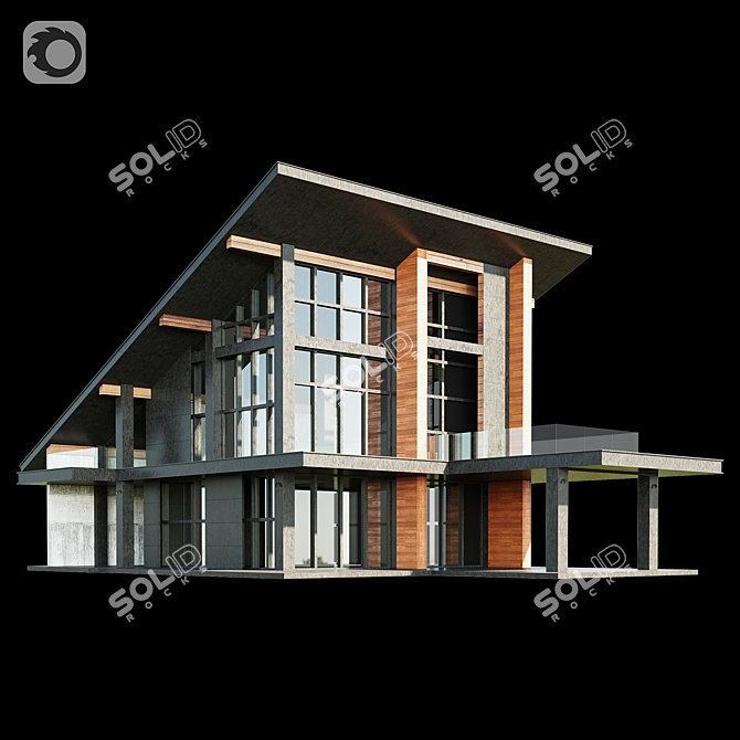 Modern Villa Model with Materials 3D model image 3