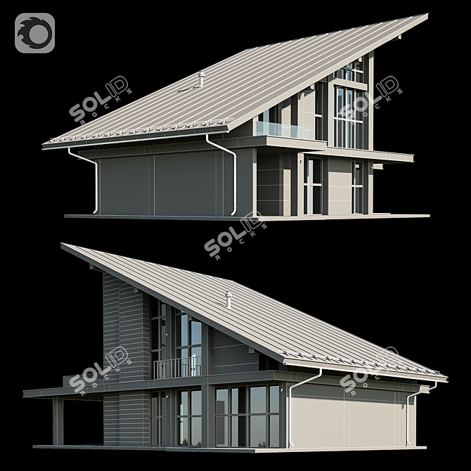 Modern Villa Model with Materials 3D model image 6