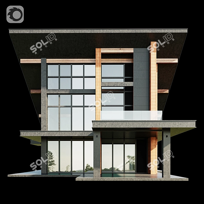 Modern Villa Model with Materials 3D model image 7