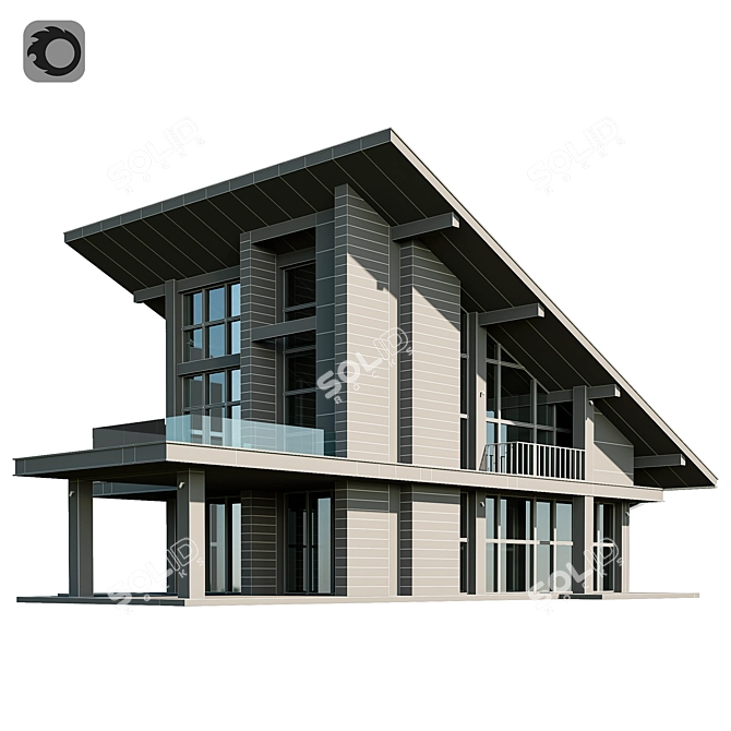 Modern Villa Model with Materials 3D model image 9