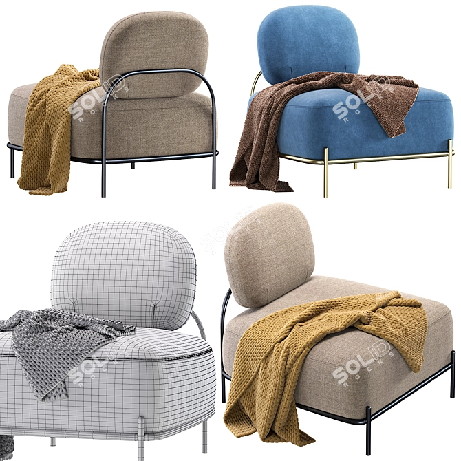 Modern Armchair Gawaii Grey 3D model image 7