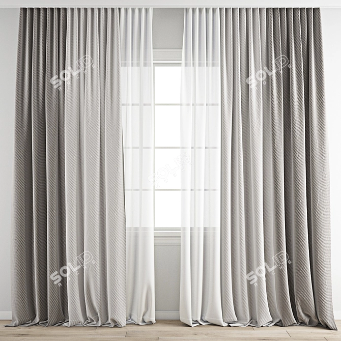 Detailed Curtain Model with Textures 3D model image 1