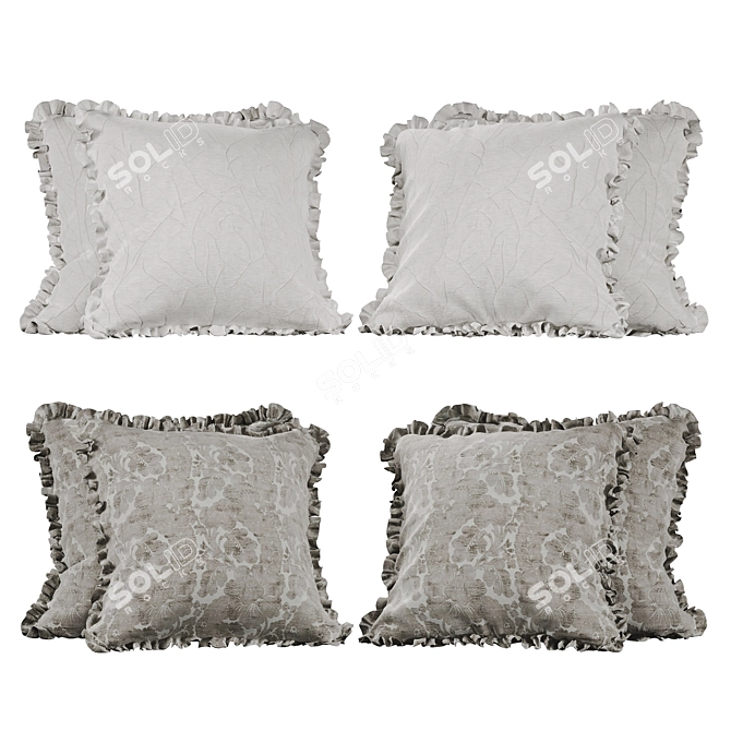 Ruffle Accent Throw Pillows 3D model image 1