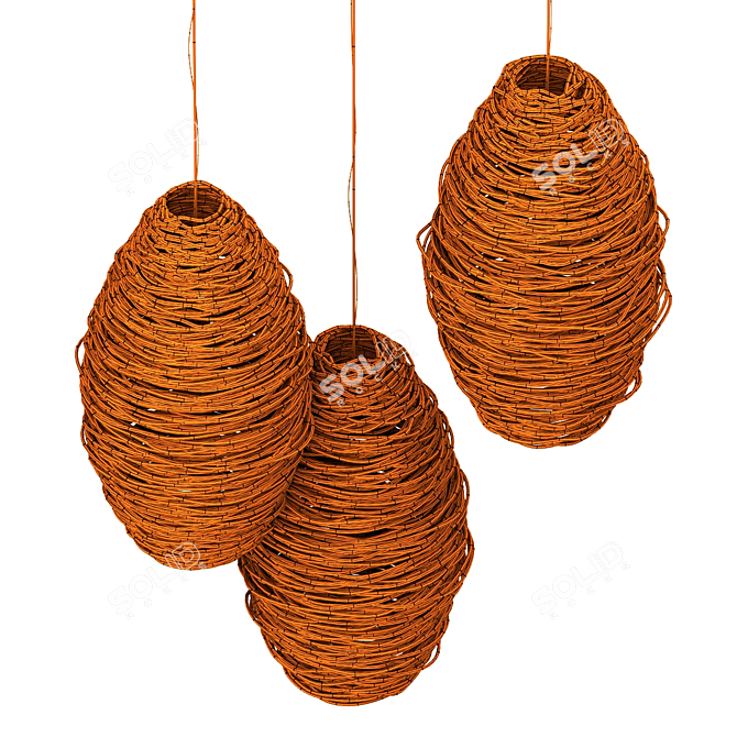 Modern Wicker Lamp with UVW Unwrap 3D model image 5