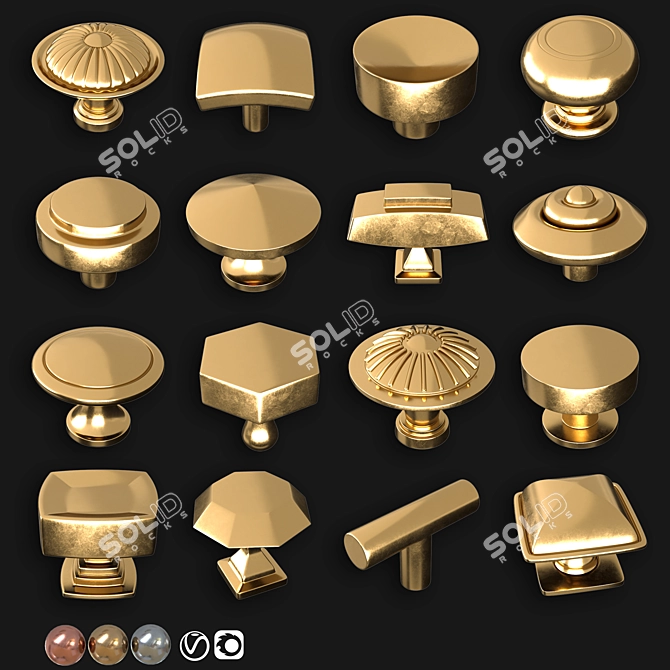 Russian-Style Door Knob Set 3D model image 1