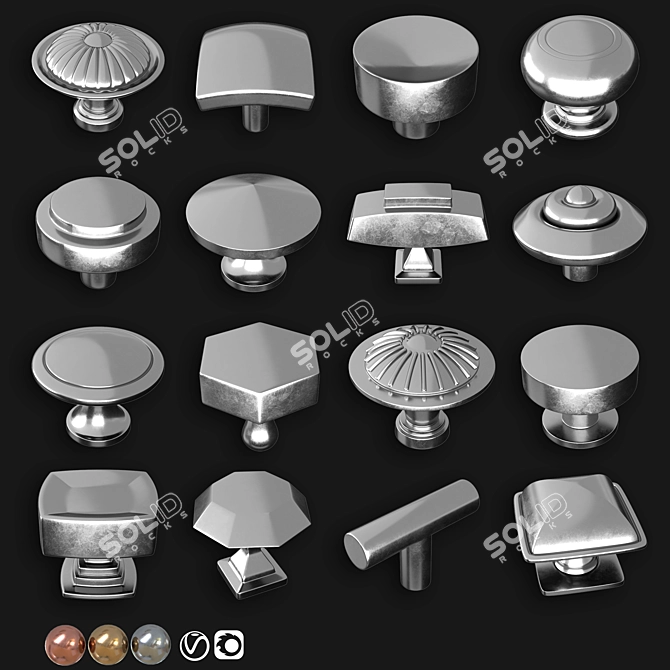 Russian-Style Door Knob Set 3D model image 2