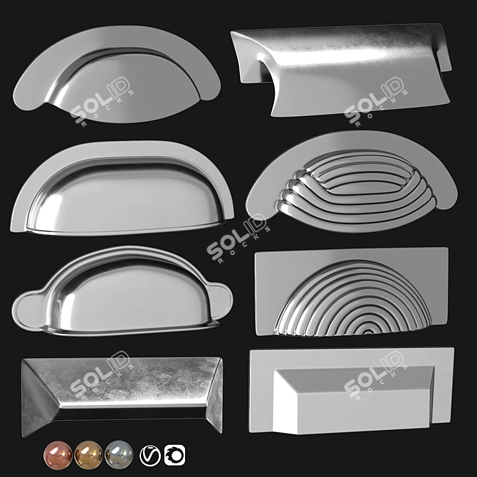 Modern Door Knobs Set 3D model image 3