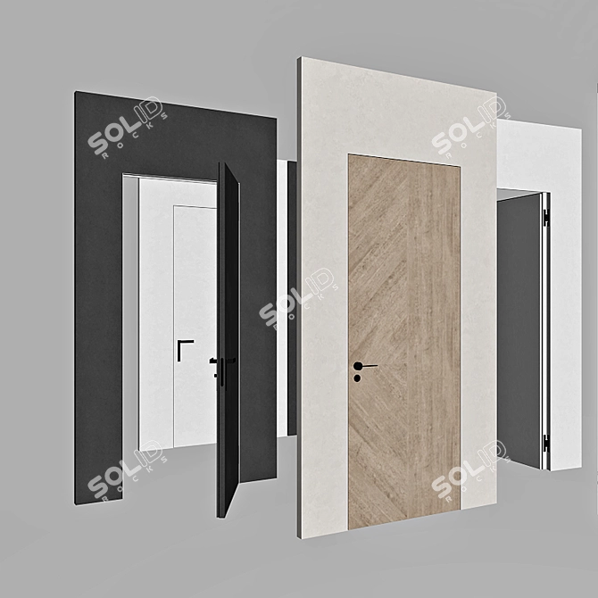 Stylish Interior Doors with Details 3D model image 6