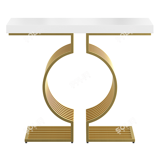 Modern Narrow Black Geometric Console 3D model image 2