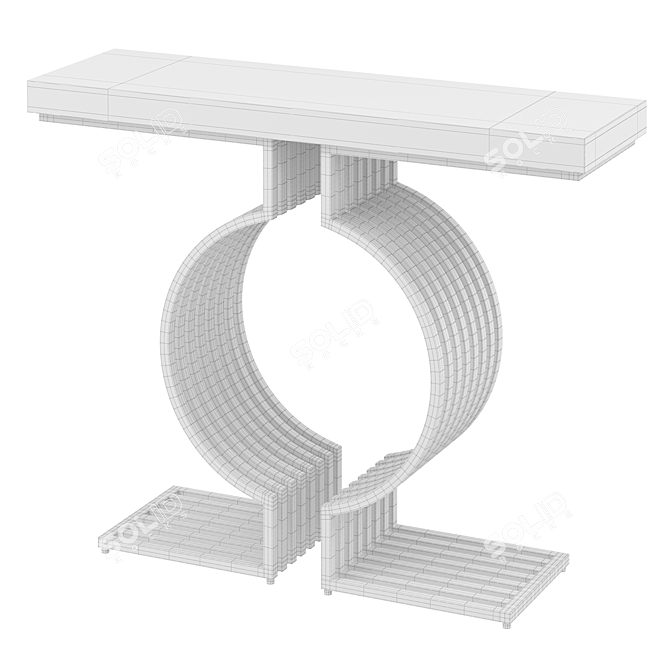 Modern Narrow Black Geometric Console 3D model image 3