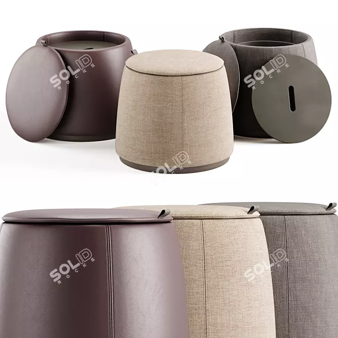 Modern Round Poufs by Domkapa 3D model image 1