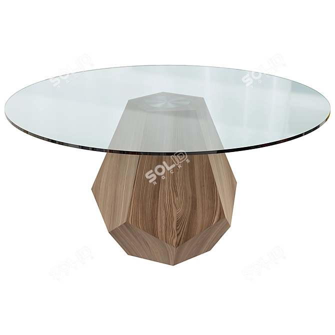 Modern Dining Table Natural Walnut 3D model image 1