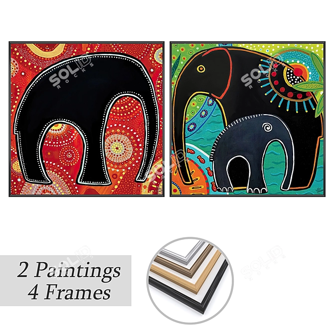 Artwork Set with Multiple Frames 3D model image 1