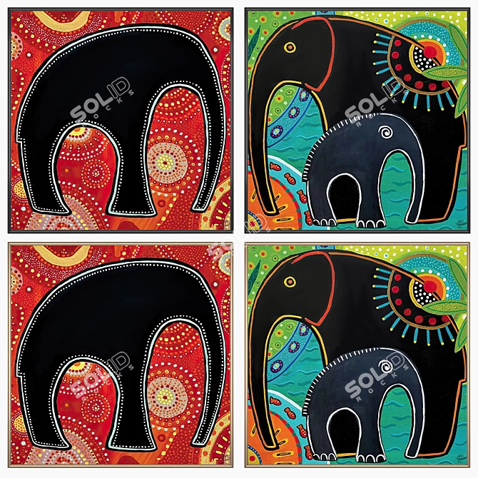 Artwork Set with Multiple Frames 3D model image 2