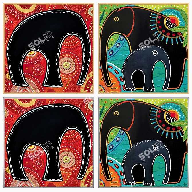 Artwork Set with Multiple Frames 3D model image 3