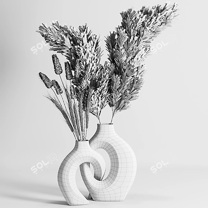 Pastel Charm Dried Flowers Bouquet 3D model image 3