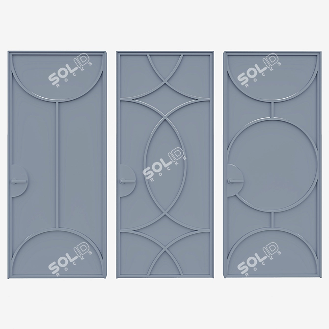 Modern Metal Glass Door Set 3D model image 4