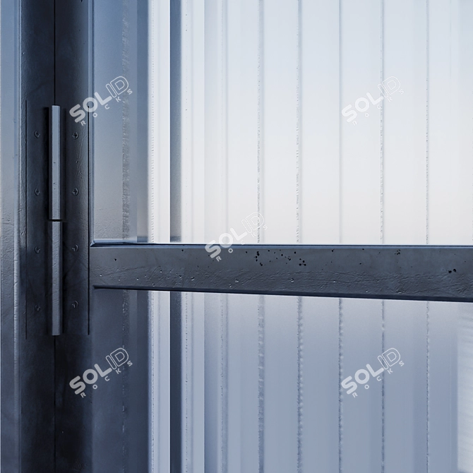 Modern Metal Glass Door Set 3D model image 5