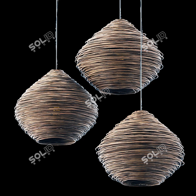 Modern 3D Model Wicker Lamp 3D model image 1