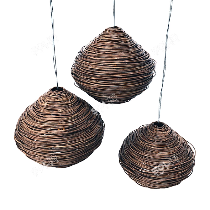 Modern 3D Model Wicker Lamp 3D model image 2