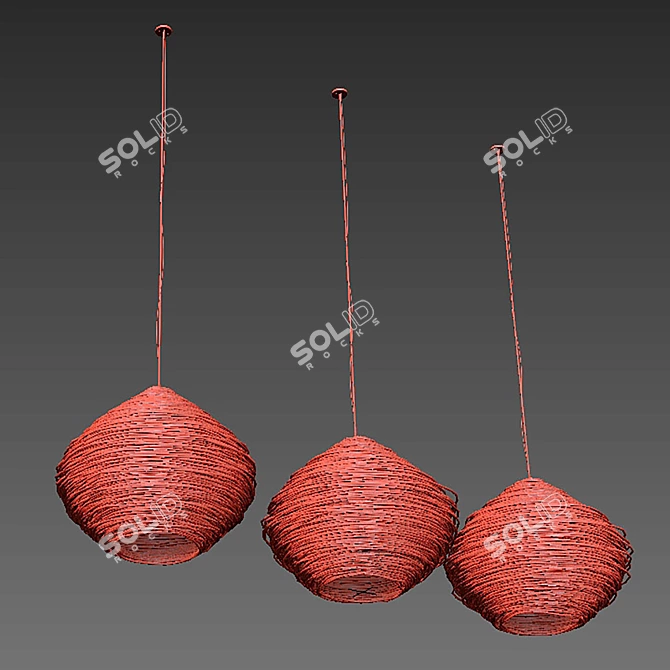 Modern 3D Model Wicker Lamp 3D model image 4