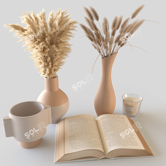 Pampas Grass Book Set 3D model image 1