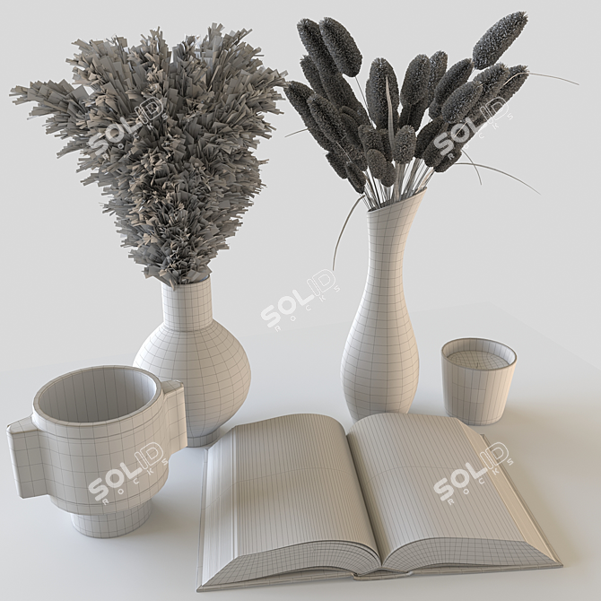 Pampas Grass Book Set 3D model image 4