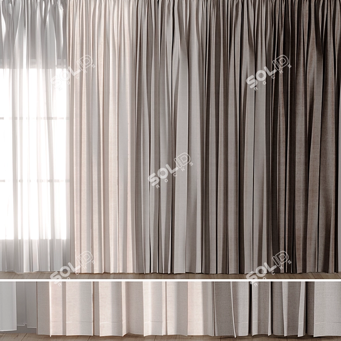 Versatile Colorful Curtain Set 3D model image 1