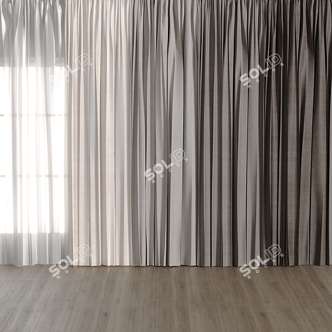 Versatile Colorful Curtain Set 3D model image 2