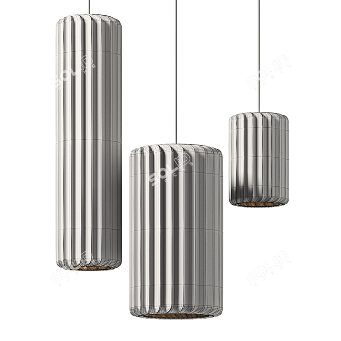 Sakari Fabric Pendant Lamp Fixture 3D model image 2