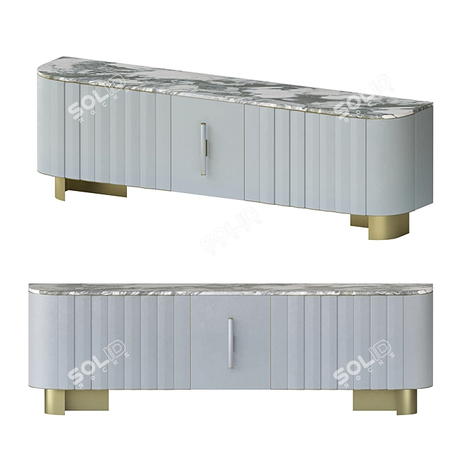 Modern Leather Sideboard with Brass Accents 3D model image 1