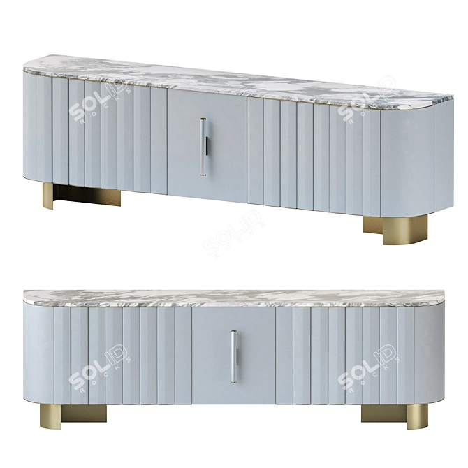 Modern Leather Sideboard with Brass Accents 3D model image 4