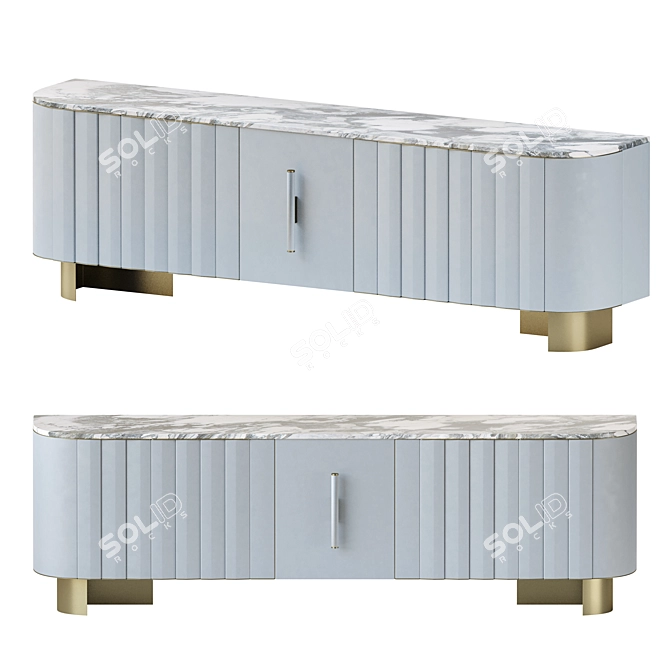 Modern Leather Sideboard with Brass Accents 3D model image 7