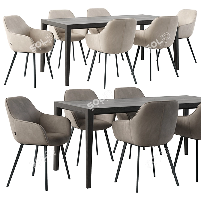 Stylish Dining Set Aminy-Nizou 3D model image 1